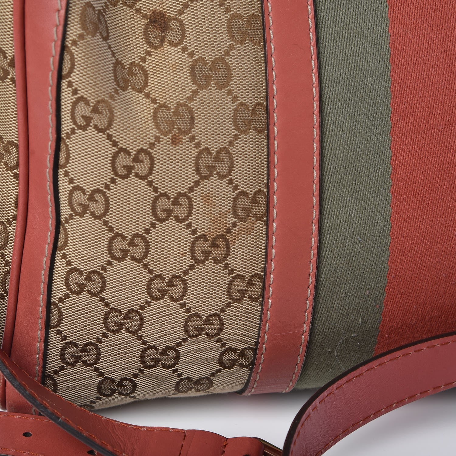 Gucci Monogram Medium Vintage Web Boston Pink 18 of 25