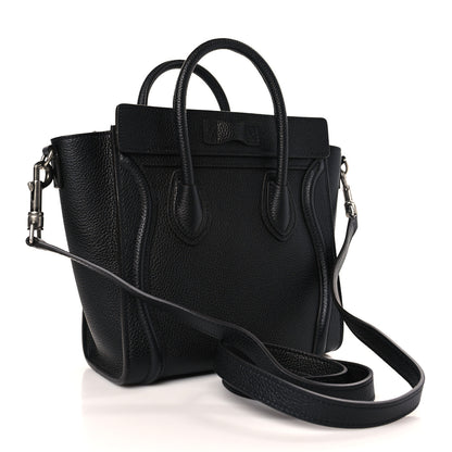 Celine Drummed Calfskin Nano Luggage Black 3 of 10