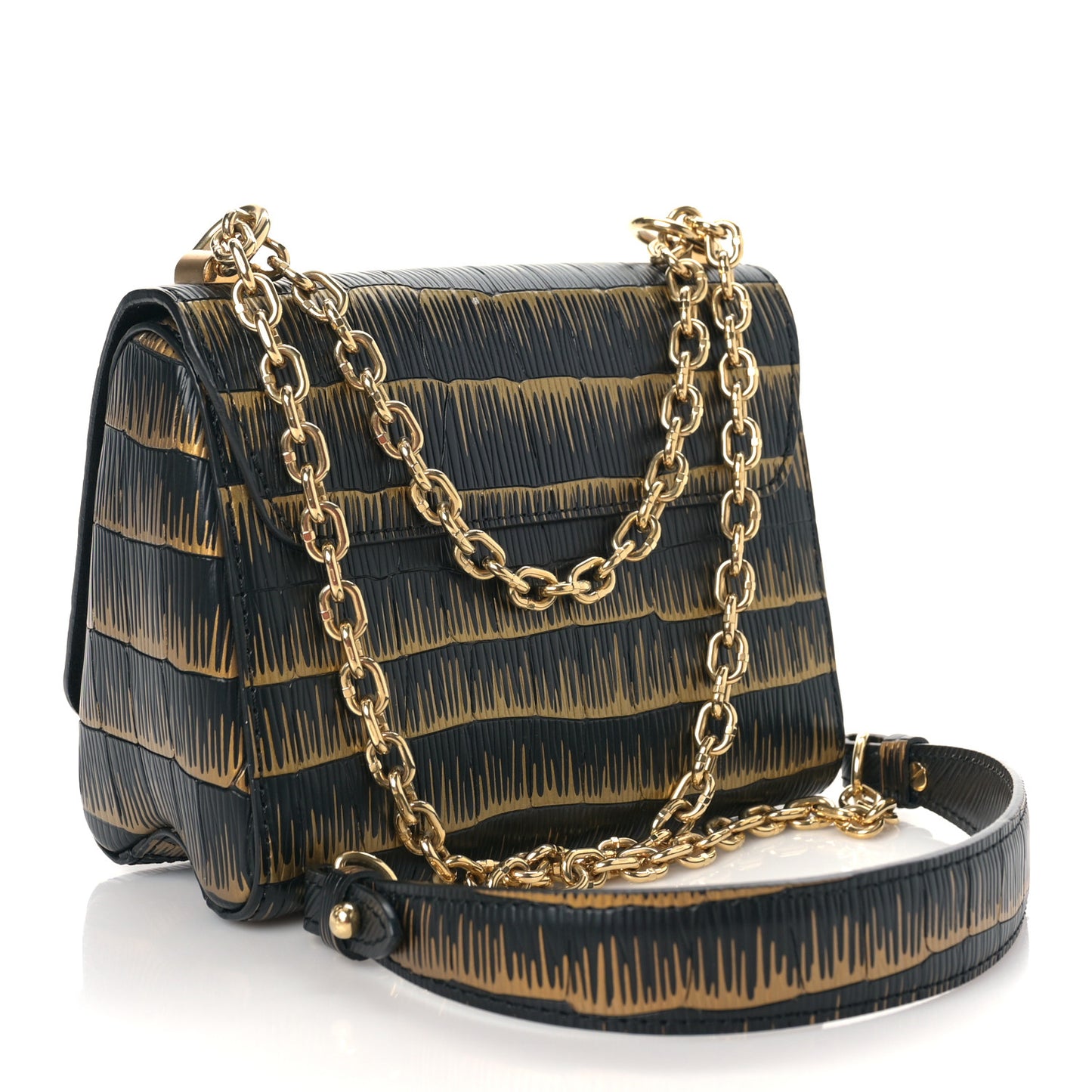 Epi Printed Twist Shoulder Bag PM Black Gold