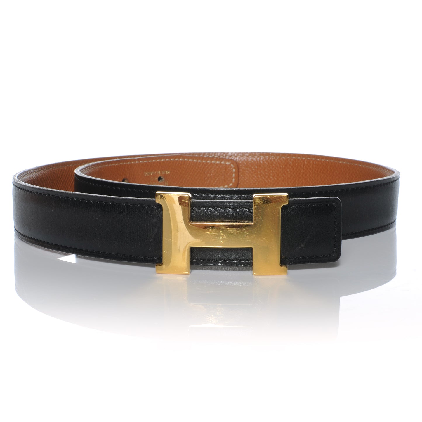 Box Courchevel Reversible Constance 24mm H Belt 65 Noir Gold