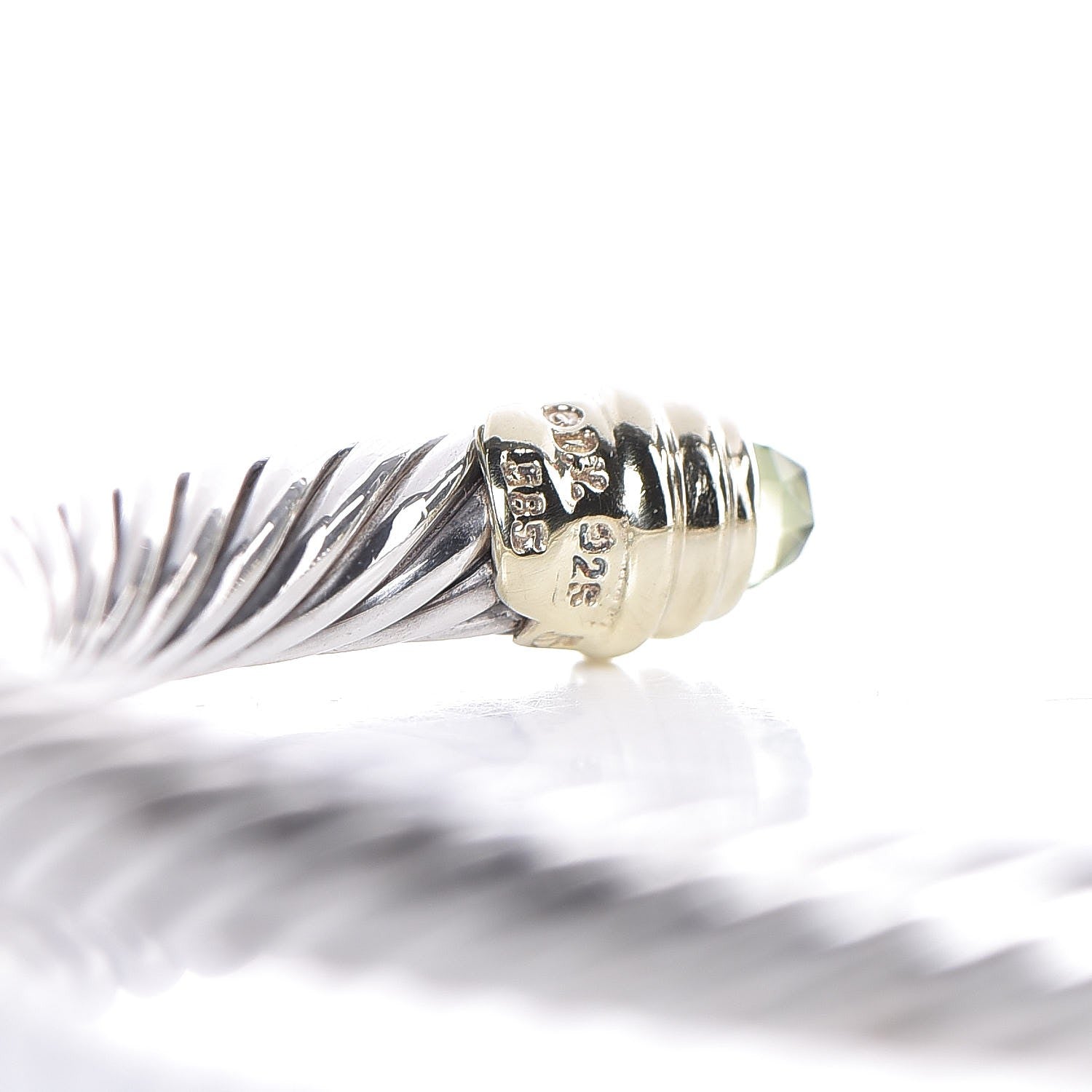 David Yurman Sterling Silver 14K Yellow Gold Peridot 5mm Cable Classics Petite Color Bracelet 4 of 5