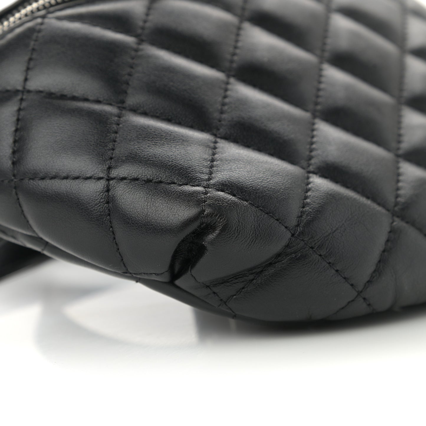 Lambskin Quilted Waist Belt Bag Black