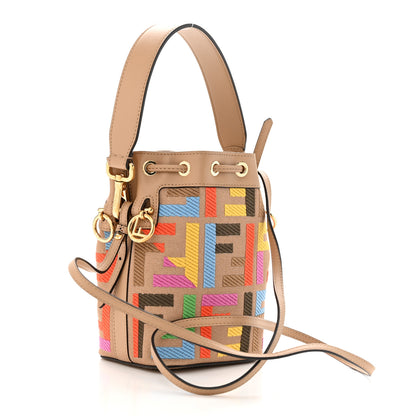 Fendi Canvas Vitello King F is Fendi FF Multicolor Embroidered Mini Mon Tresor Bucket Bag Multicolor Cuoio 3 of 10