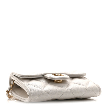 Chanel Caviar Quilted Flap Card Holder On Chain White 4 of 11