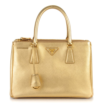 Prada Metallic Saffiano Small Galleria Double Zip Tote Platino 1 of 7