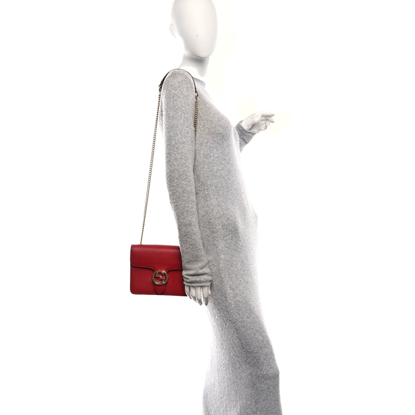 Dollar Calfskin Small Interlocking G Shoulder Bag Red