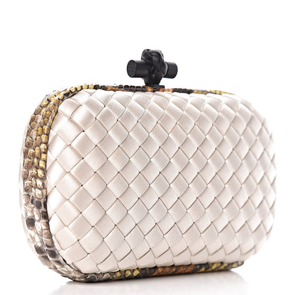 Bottega Veneta Satin Intreccio Impero Ayers Knot Clutch Ivory 3 of 10