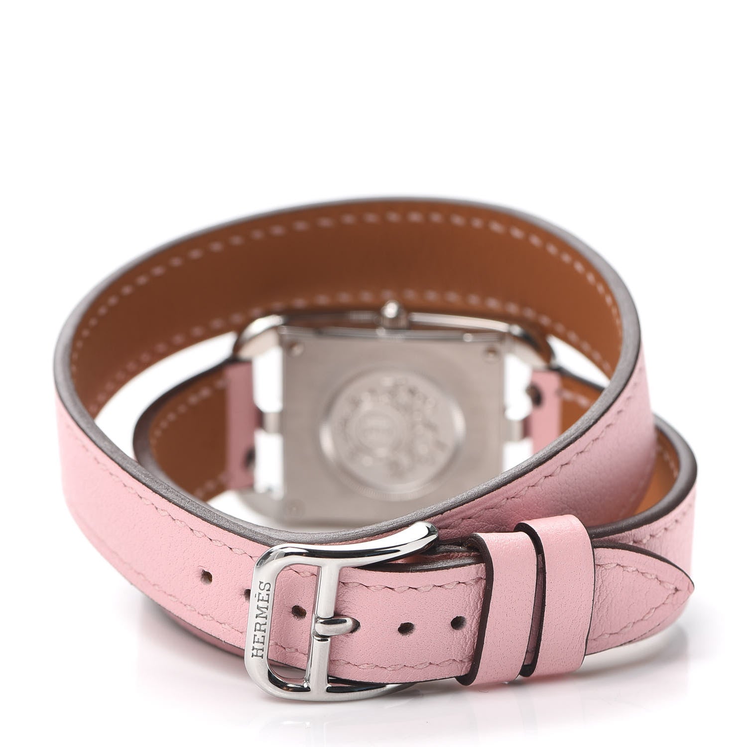 Hermes Stainless Steel Swift Diamond Pink Sapphire Mother of Pearl 23mm Cape Cod Double Tour Quartz Watch Rose Sakura 3 of 5