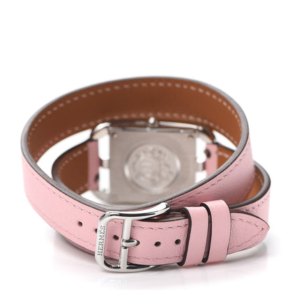 Hermes Stainless Steel Swift Diamond Pink Sapphire Mother of Pearl 23mm Cape Cod Double Tour Quartz Watch Rose Sakura 3 of 5