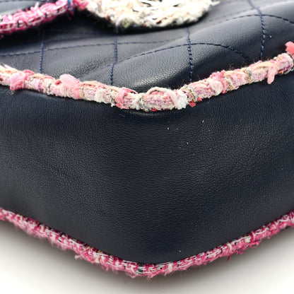 Chanel Lambskin Tweed Trim Vertical Camera Case Navy 8 of 9