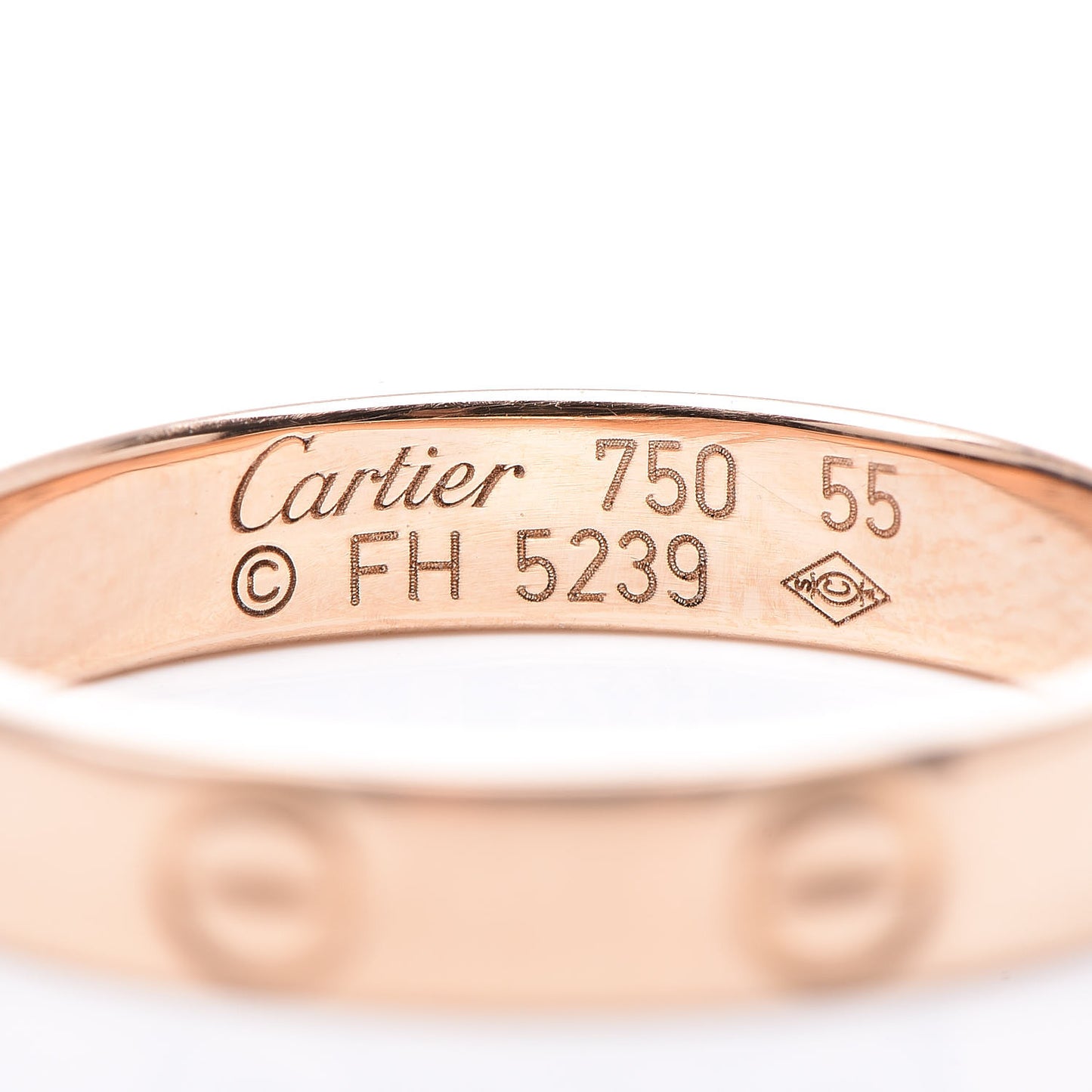 18K Pink Gold 3.5mm LOVE Wedding Band Ring 55 7.25