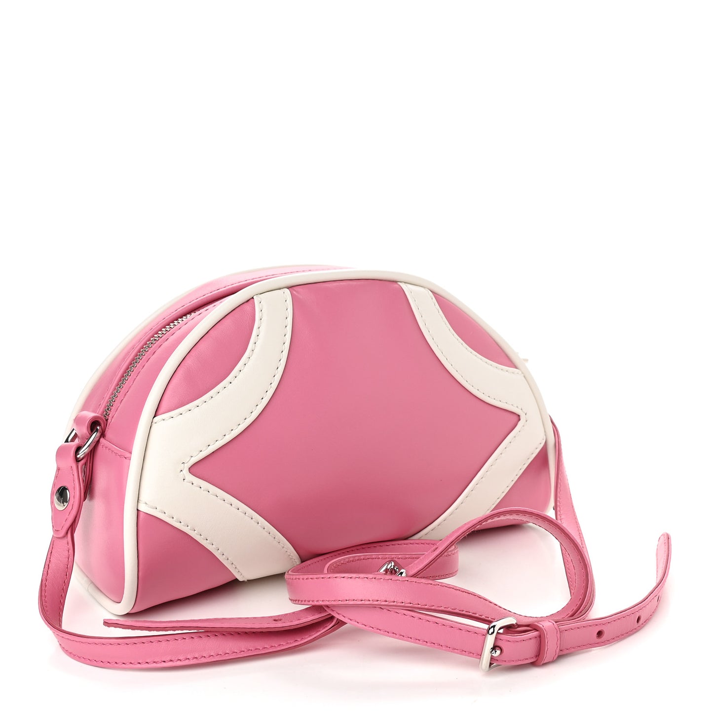 Soft Calfskin Bowling Crossbody Bag Begonia White