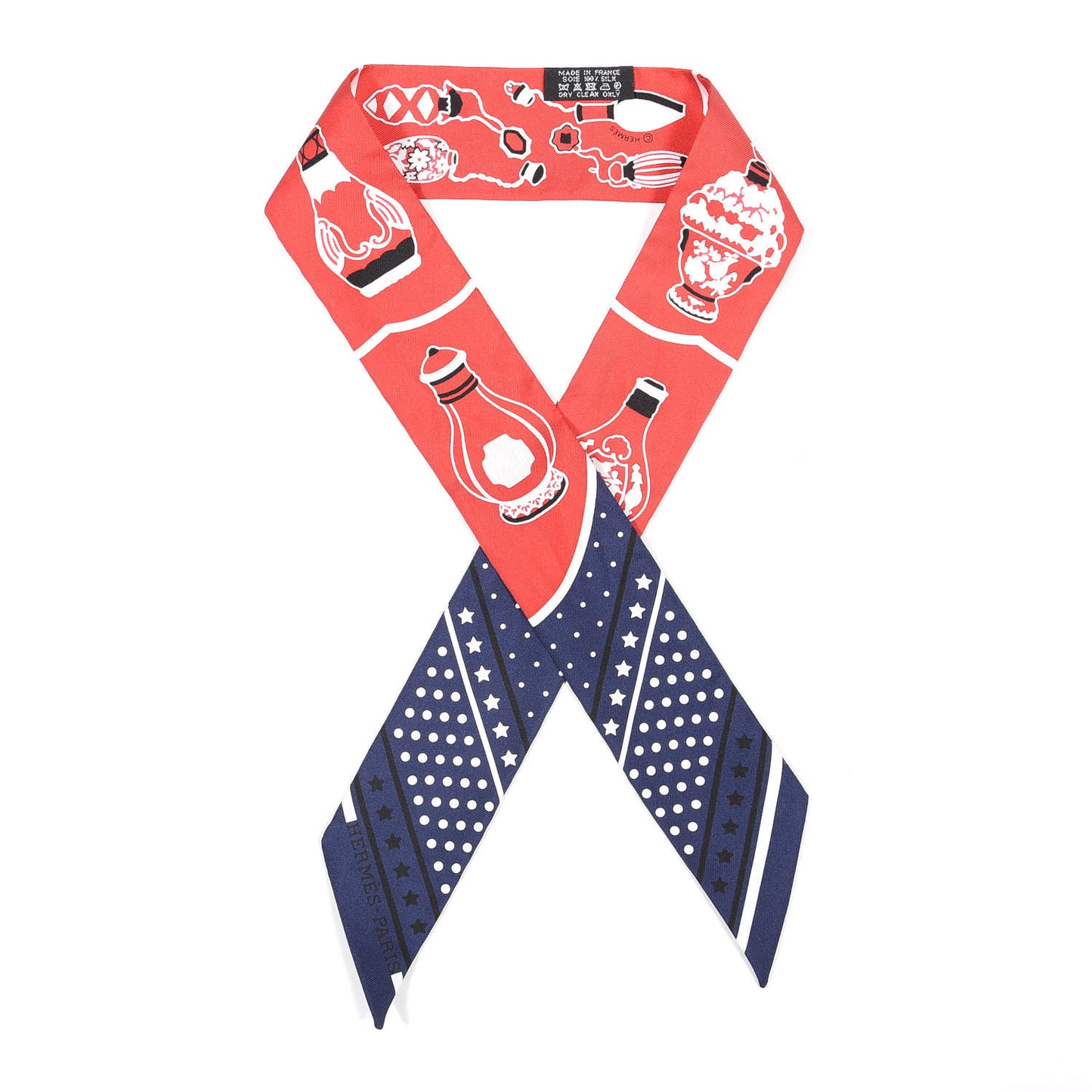 Silk Les Flacons Bandana Twilly Marine Rouge White