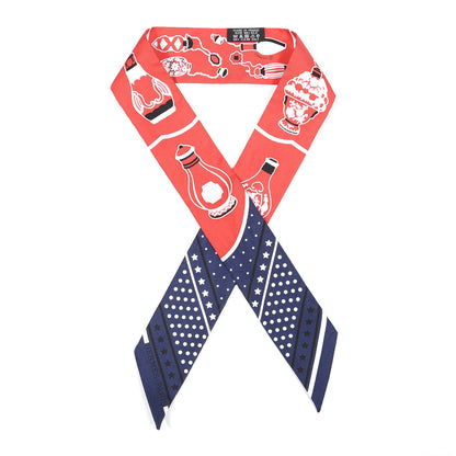 Hermes Silk Les Flacons Bandana Twilly Marine Rouge White 1 of 4