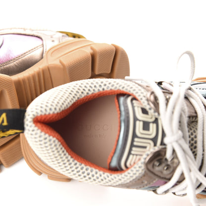 Gucci X SEGA Metallic Calfskin Mesh Womens Flashtrek Sneakers 35.5 Rame Mystic White Lago 7 of 8