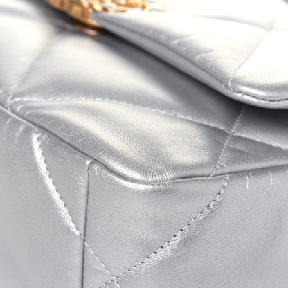Chanel Metallic Goatskin Quilted Medium Chanel 19 Flap Silver 12 of 18