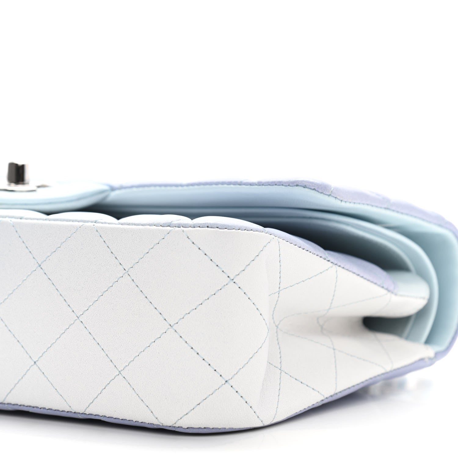 Chanel Perforated Lambskin Quilted Medium Double Flap Light Blue Light Purple White 10 of 12