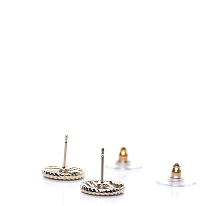 Chanel Metal Chain CC Round Earrings Gold Blue 3 of 5