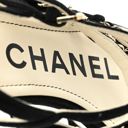 Chanel Kid Suede Chain Braided Sandals 36.5 Black 8 of 10