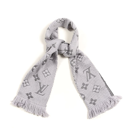 Louis Vuitton Wool Silk Logomania Scarf Pearl Grey 1 of 3