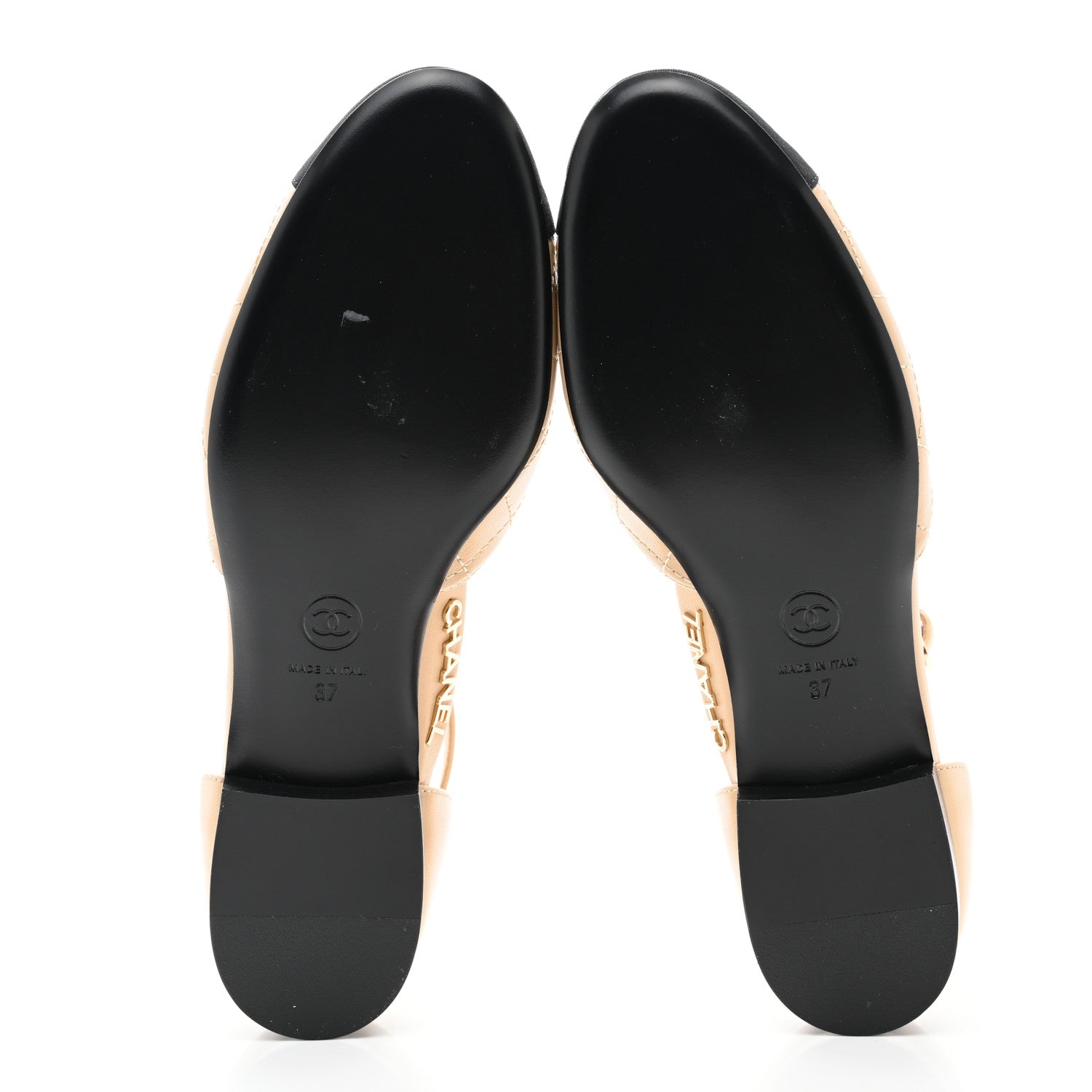 Chanel Lambskin Grosgrain Cap Toe CC Ankle Strap Sandals 37 Beige Black 5 of 8