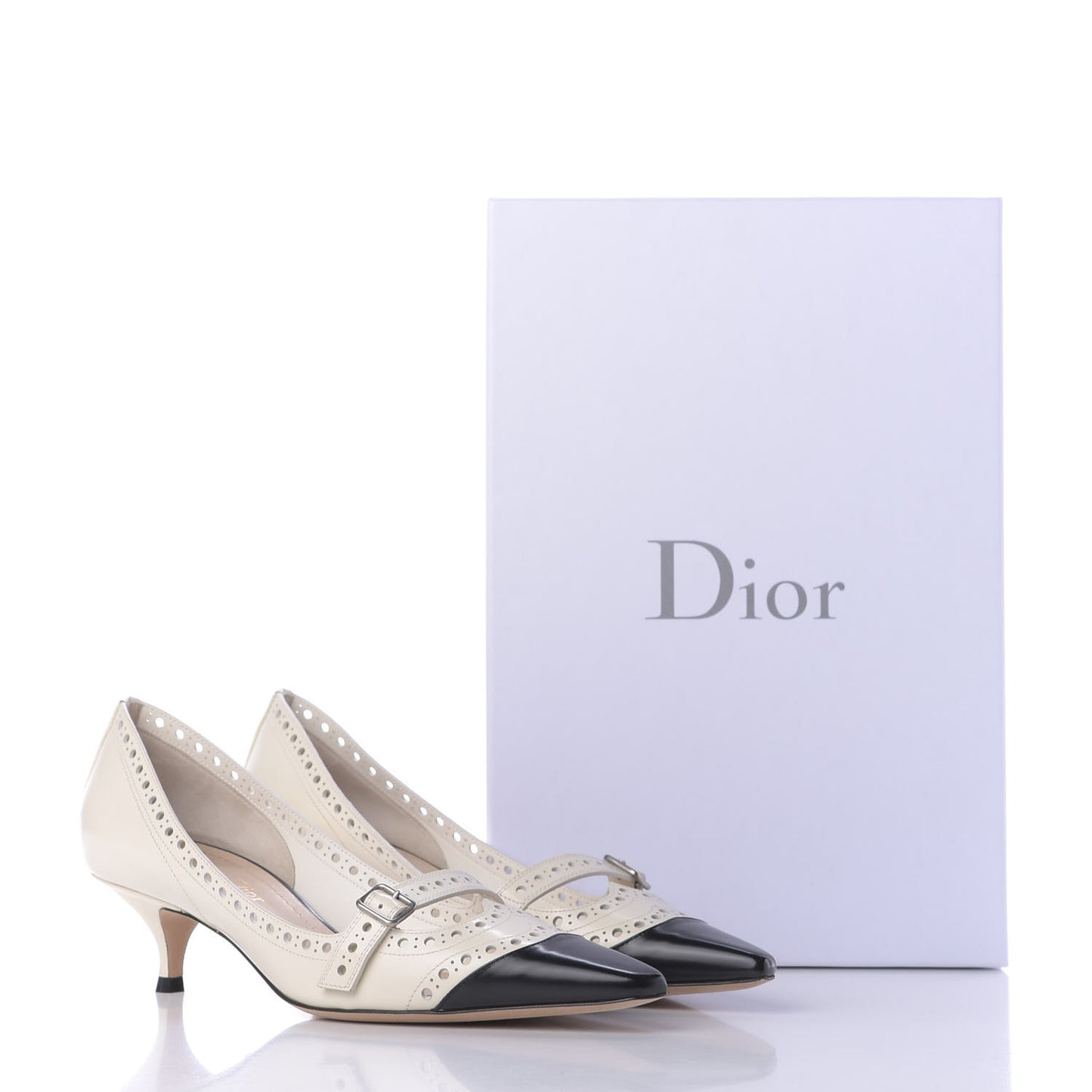 Brushed Calfskin Spectadior 45mm Pumps 36.5 Black Off White