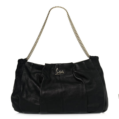 Christian Louboutin Calfskin Pleated Chain Hobo Black 1 of 12