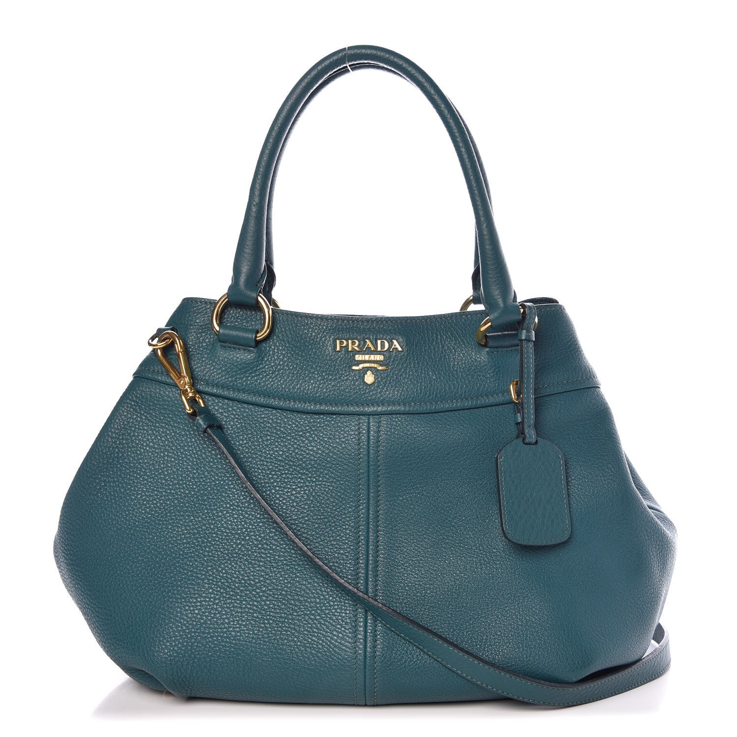 Prada Vitello Daino Shoulder Bag Pavone 1 of 12