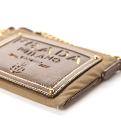 Prada Tessuto Nylon Saffiano Logo Crossbody Bag Beige 7 of 13