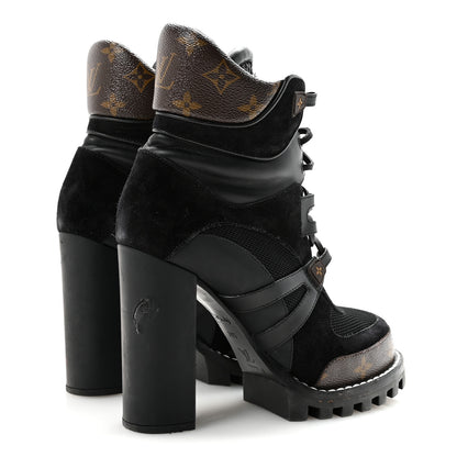 Louis Vuitton Suede Calfskin Monogram Star Trail Ankle Boots 39.5 Black 5 of 8