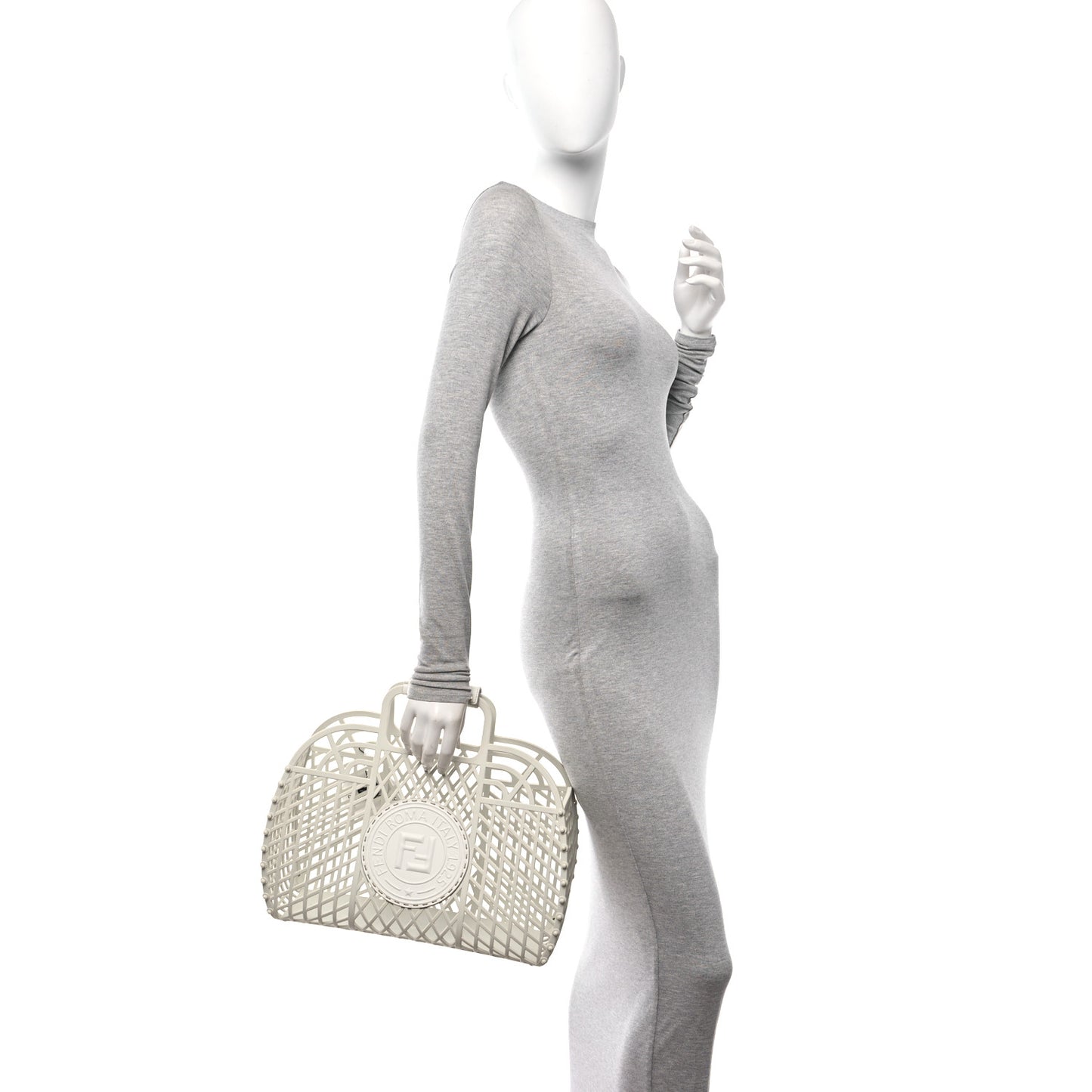 Recycled Plastic Vitello Liberty Matte Medium Fendi Basket White Ice