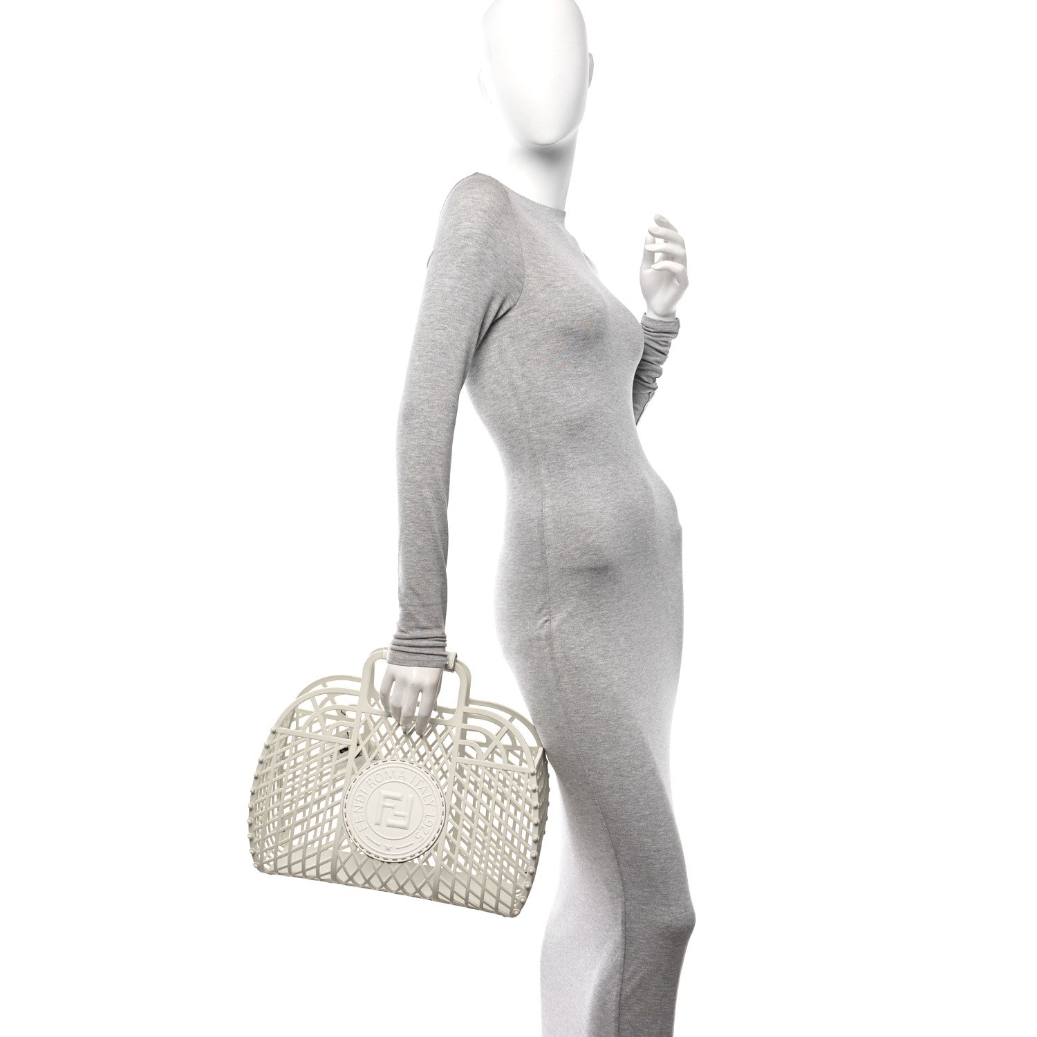 Fendi Recycled Plastic Vitello Liberty Matte Medium Fendi Basket White Ice 2 of 11