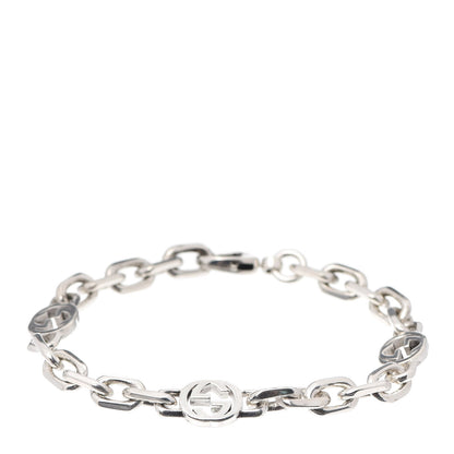 Gucci Sterling Silver Narrow Interlocking G Link Bracelet 1 of 5