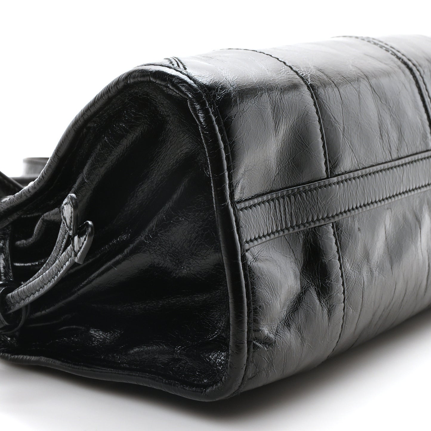 Shiny Nappa Medium Shoulder Bag Black