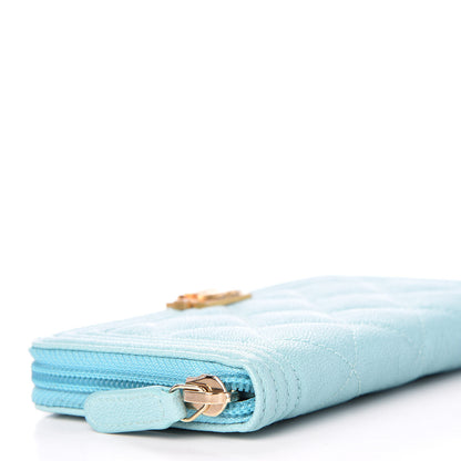 Chanel Caviar Quilted Small Boy Zip Around Wallet Light Blue 7 of 11