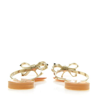 Valentino Garavani PVC Jelly Glitter Rockstud Bow Thong Sandals 37 Oro 6 of 8