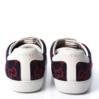 Gucci Covered Wool Big GG Monogram Mens Sneakers 8.5 Blue Red Mystic White 5 of 11