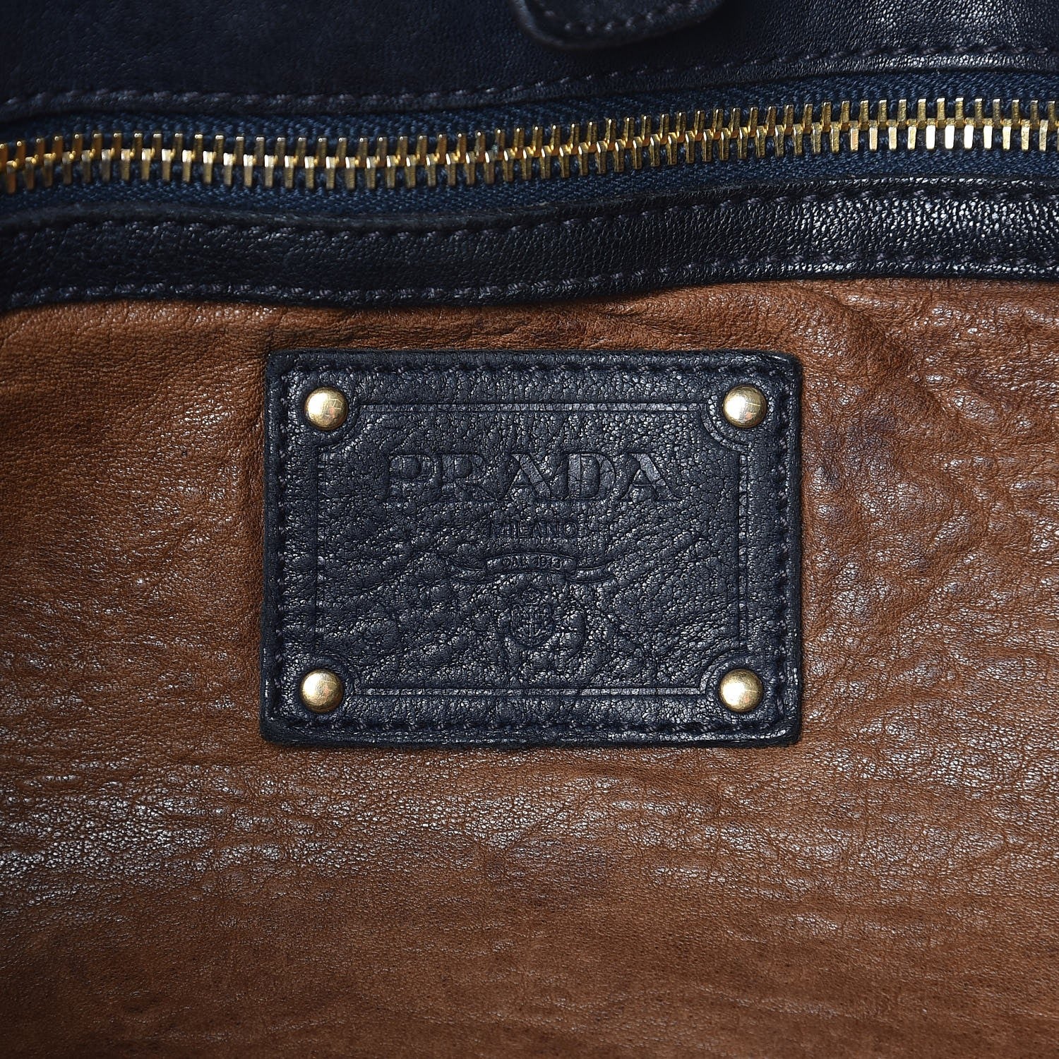 Prada Nappa Studded Aviator Shopping Tote Blue 6 of 10