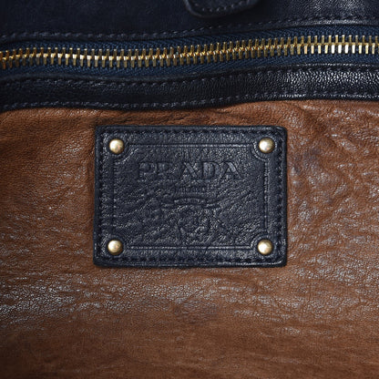 Prada Nappa Studded Aviator Shopping Tote Blue 6 of 10