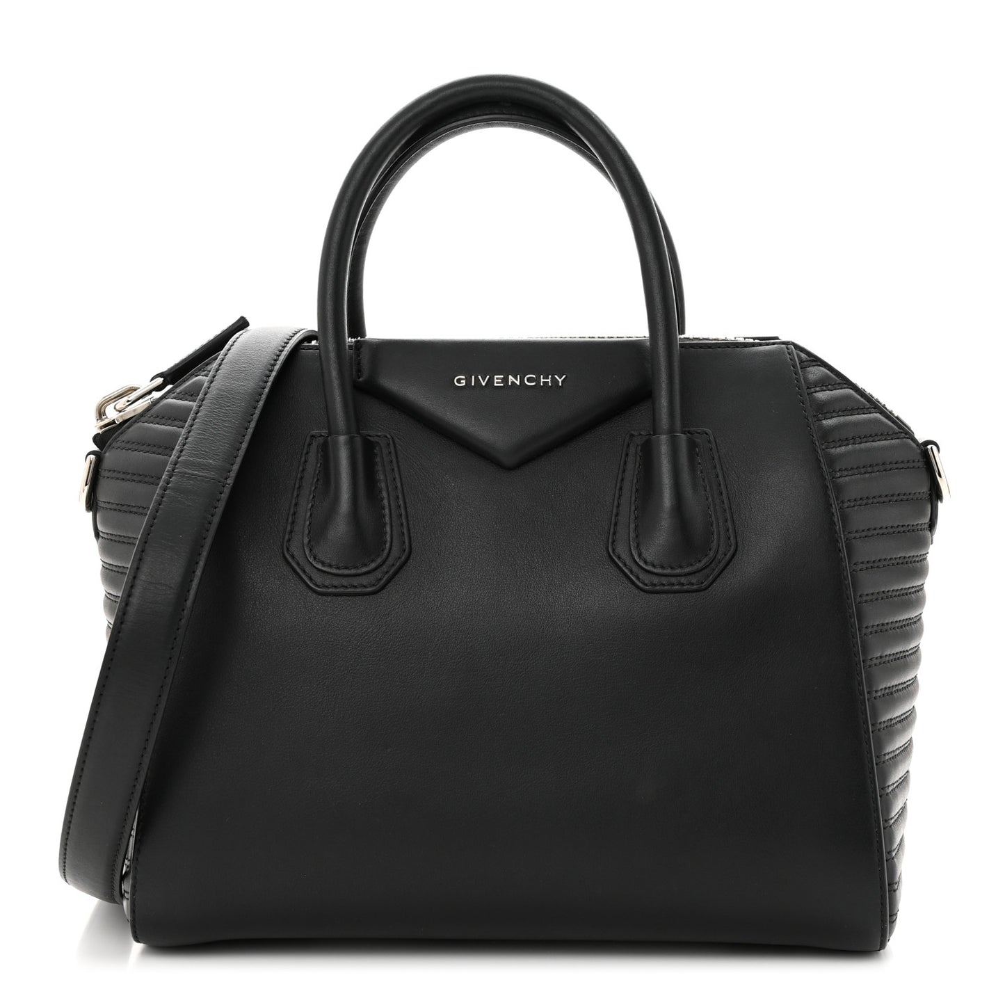 Smooth Calfskin Stitched Small Antigona Black