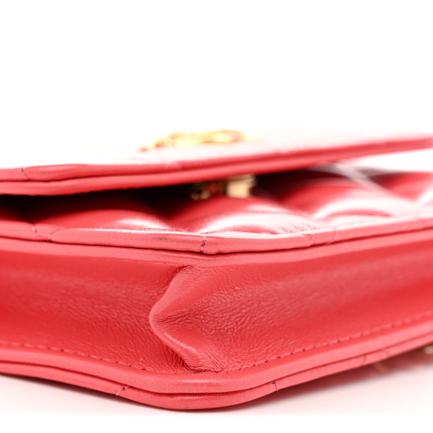 Chanel Shiny Lambskin Quilted Card Holder On Chain Pink 9 of 10