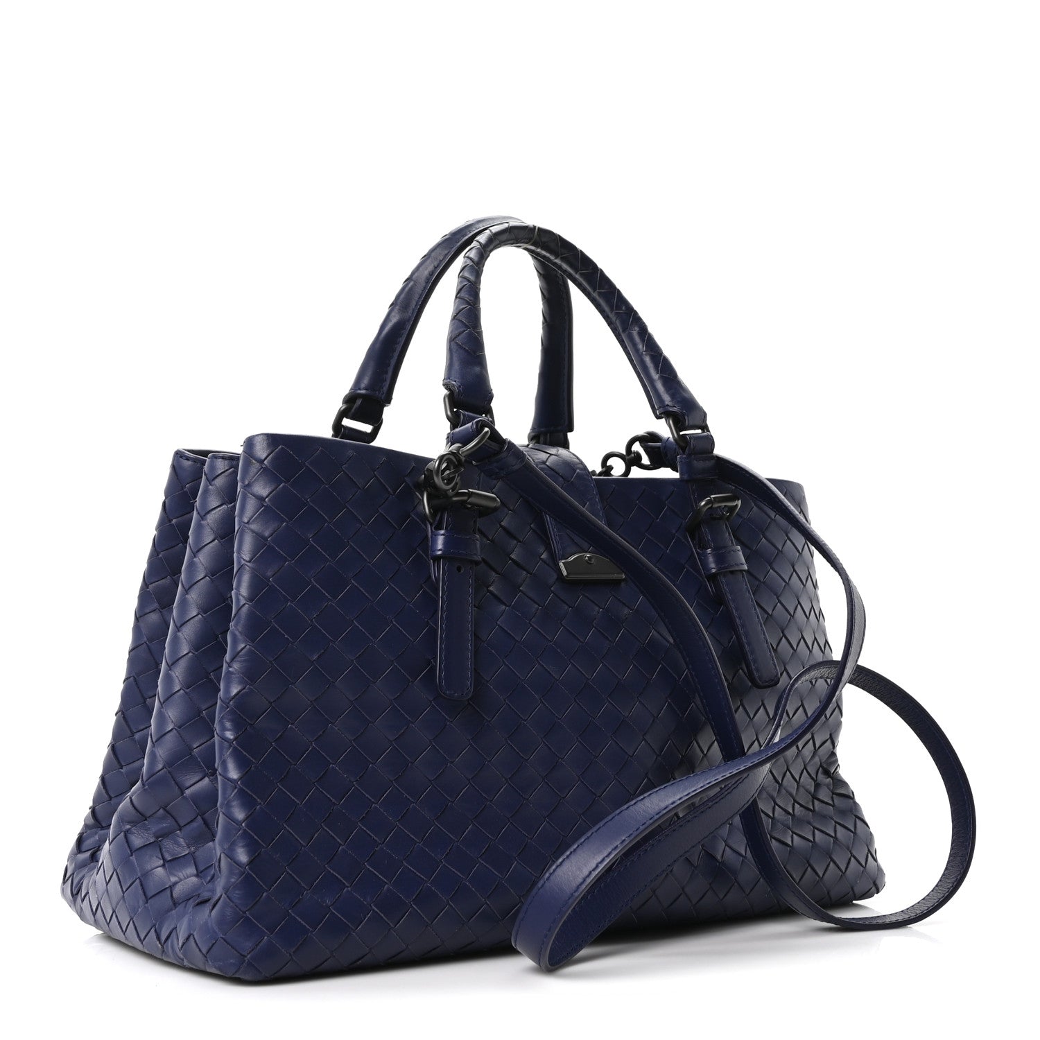 Bottega Veneta Nappa Intrecciato Small Roma Tote Dark Blue 3 of 10