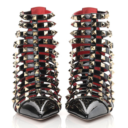 Valentino Garavani Patent Rockstud Alcove Cage 100mm Booties 37.5 Black 2 of 8