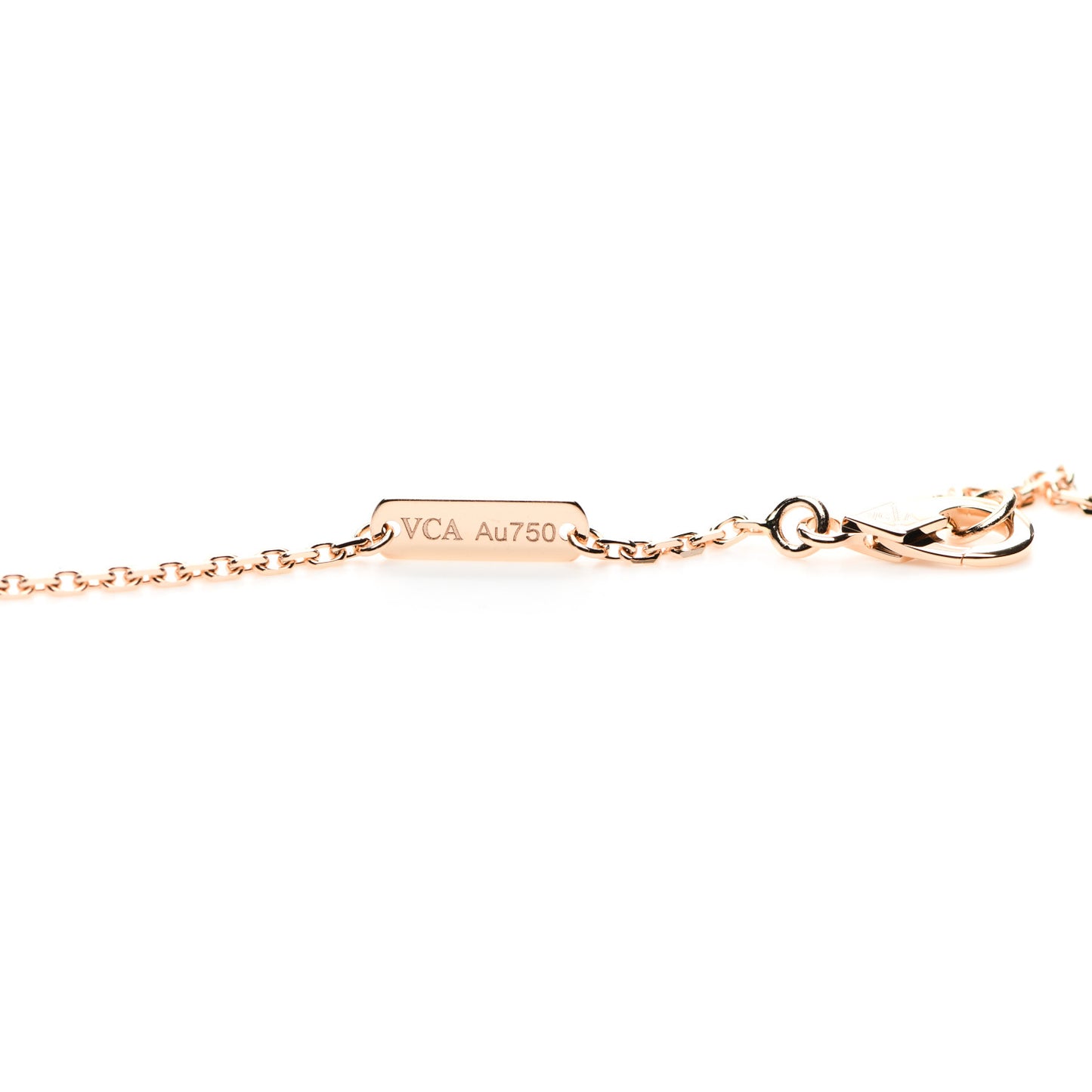 18K Rose Gold Diamond Rhodonite Vintage Alhambra Pendant Necklace