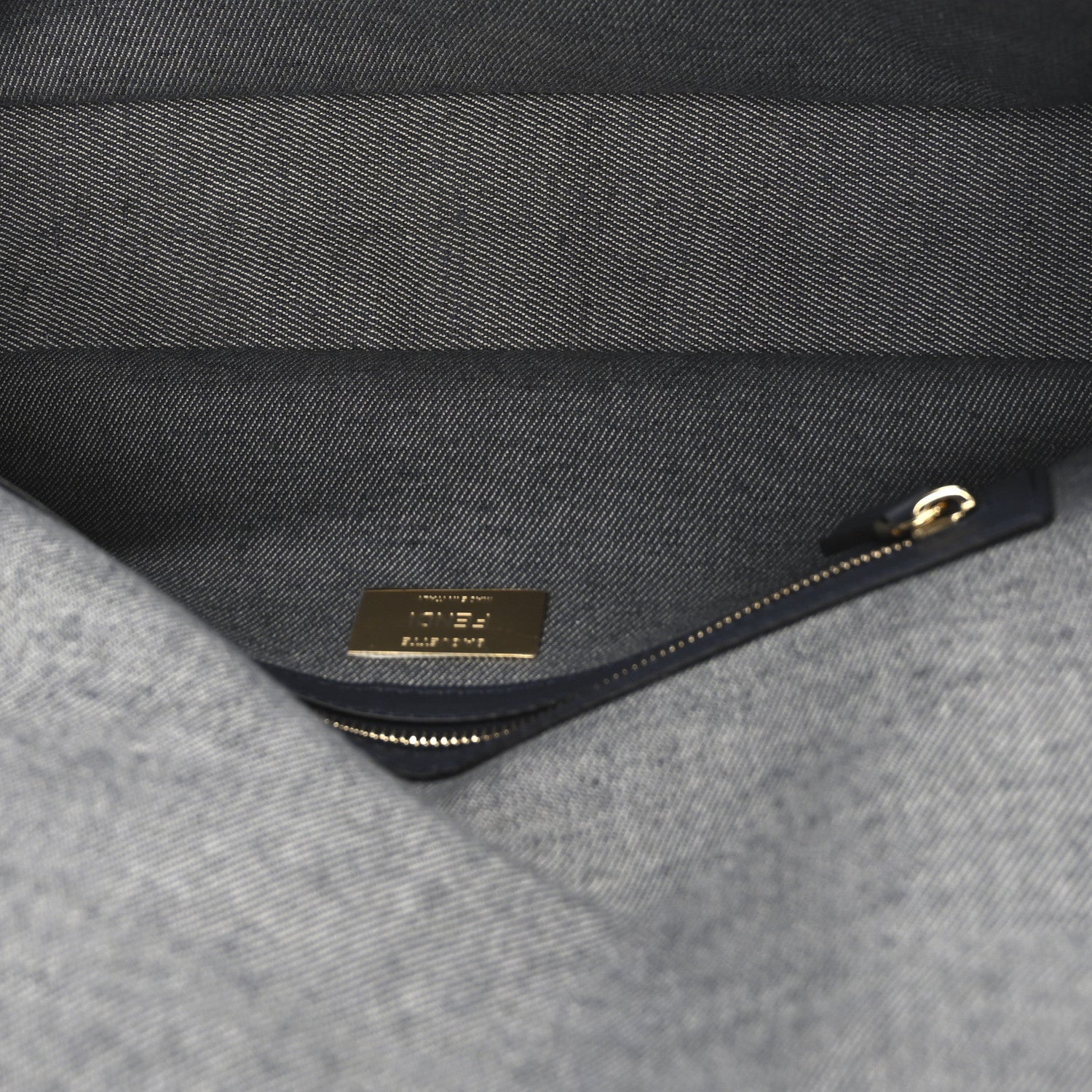 Fendi Chenille FF Embroidered Baguette Grigio Notte Flamingo 5 of 12