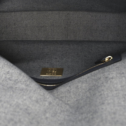 Fendi Chenille FF Embroidered Baguette Grigio Notte Flamingo 5 of 12