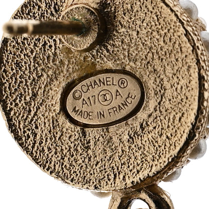 Chanel Pearl CC Drop Earrings Light Gold 4 of 4