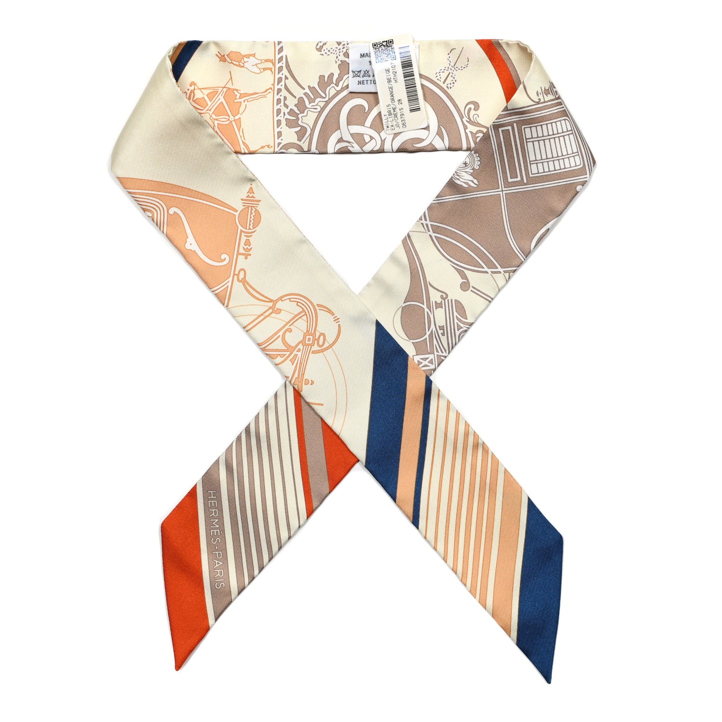 Silk Ex-Libris Twilly Creme Orange Beige