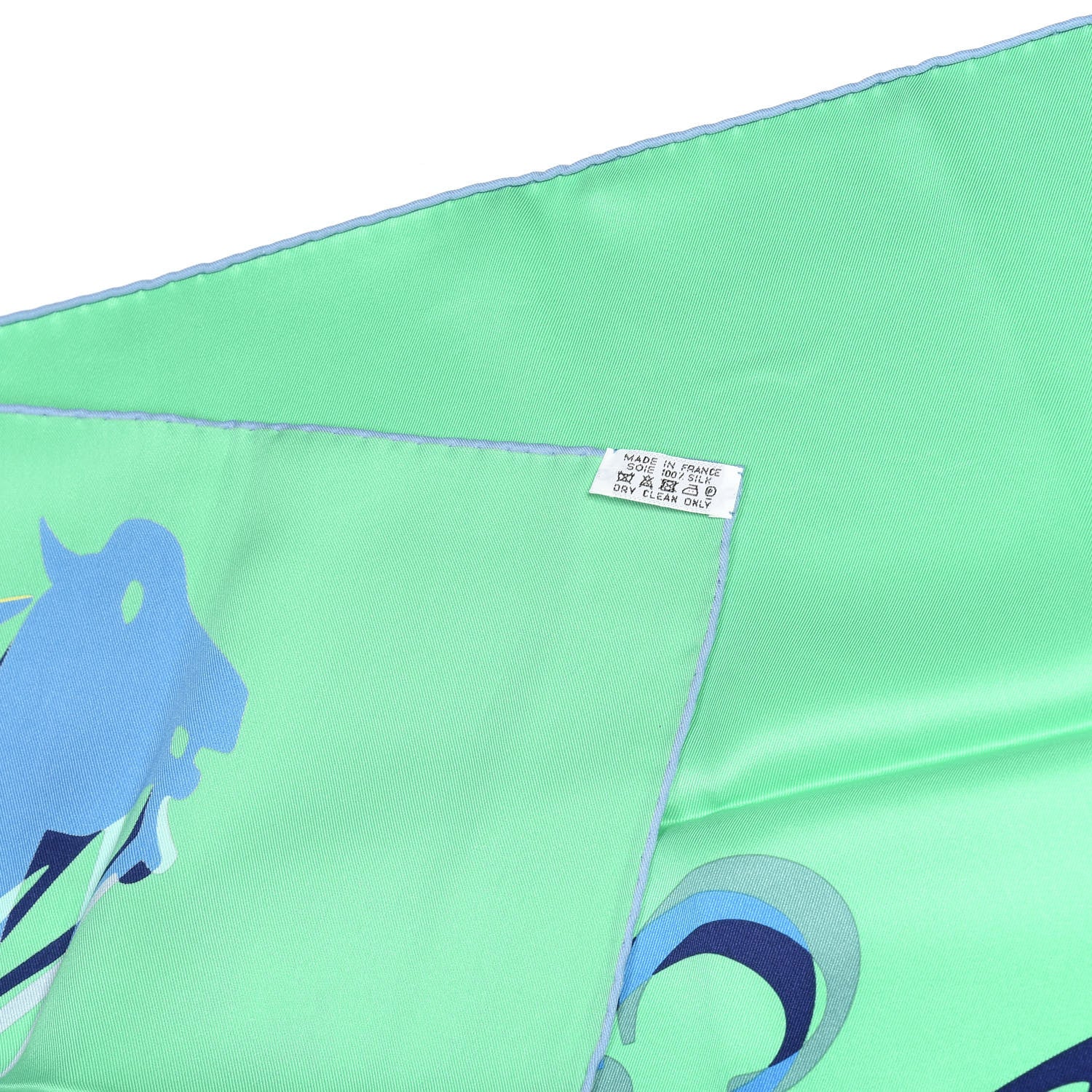 Hermes Silk Caleche Elastique Scarf 90 Vert Vif Jaune Bleu 2 of 3