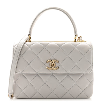 Chanel Lambskin Quilted Small Trendy CC Flap Dual Handle Bag Light Grey 1 of 12